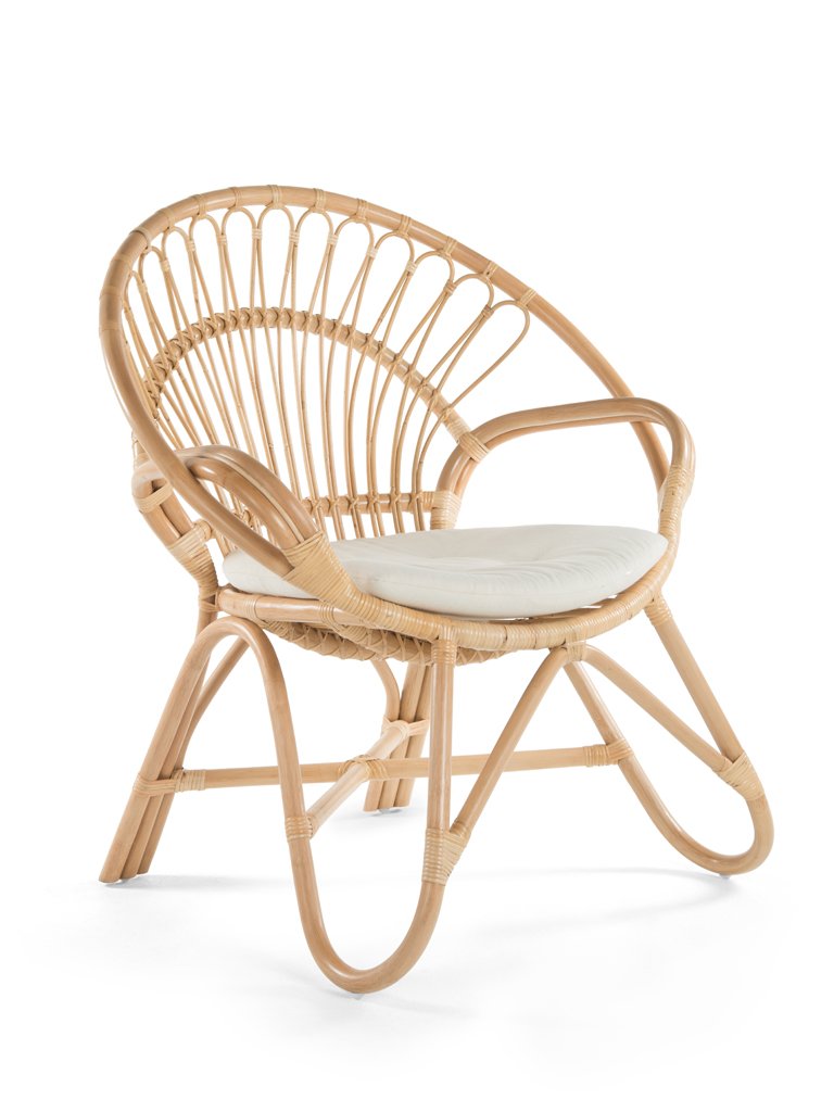 Kouboo Round Rattan Loop Armchair with Seat Cushion