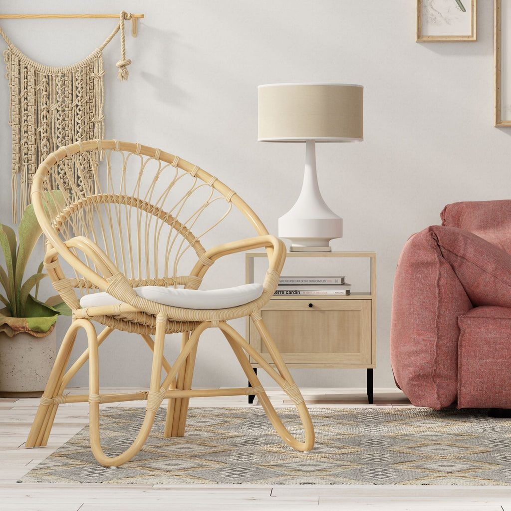 Kouboo Round Rattan Loop Armchair with Seat Cushion
