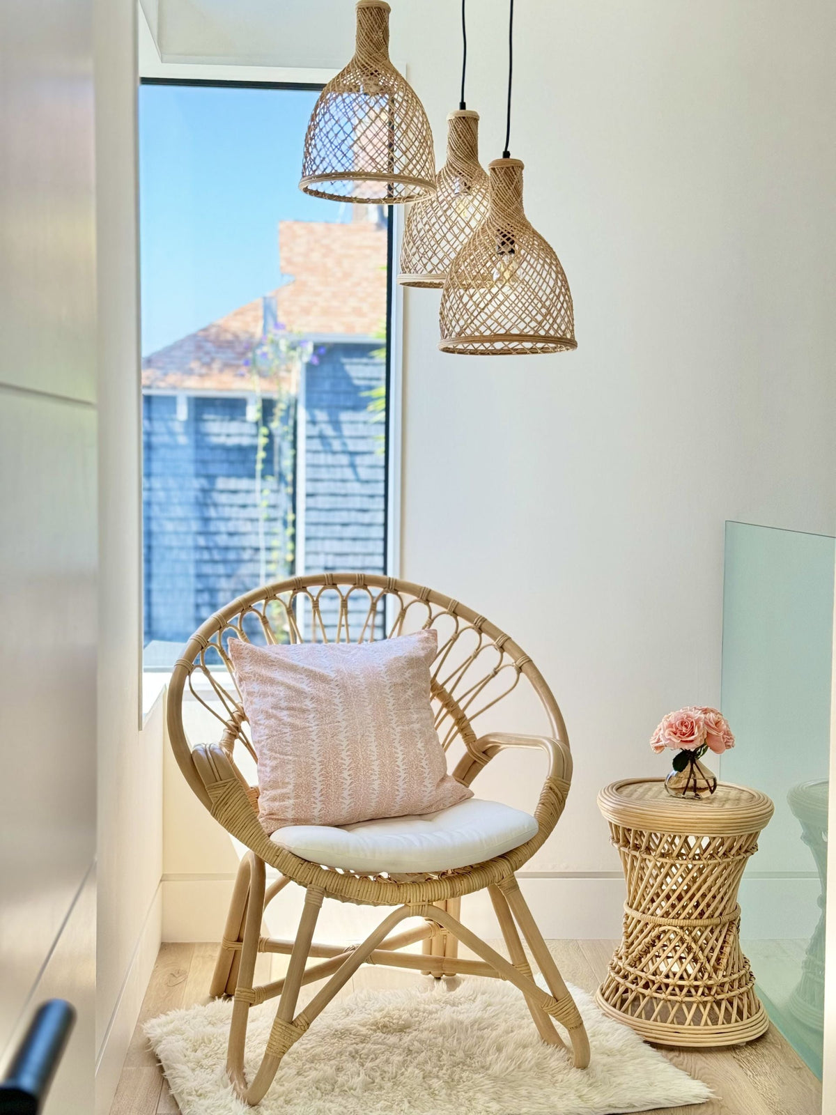 Kouboo Round Rattan Loop Armchair with Seat Cushion