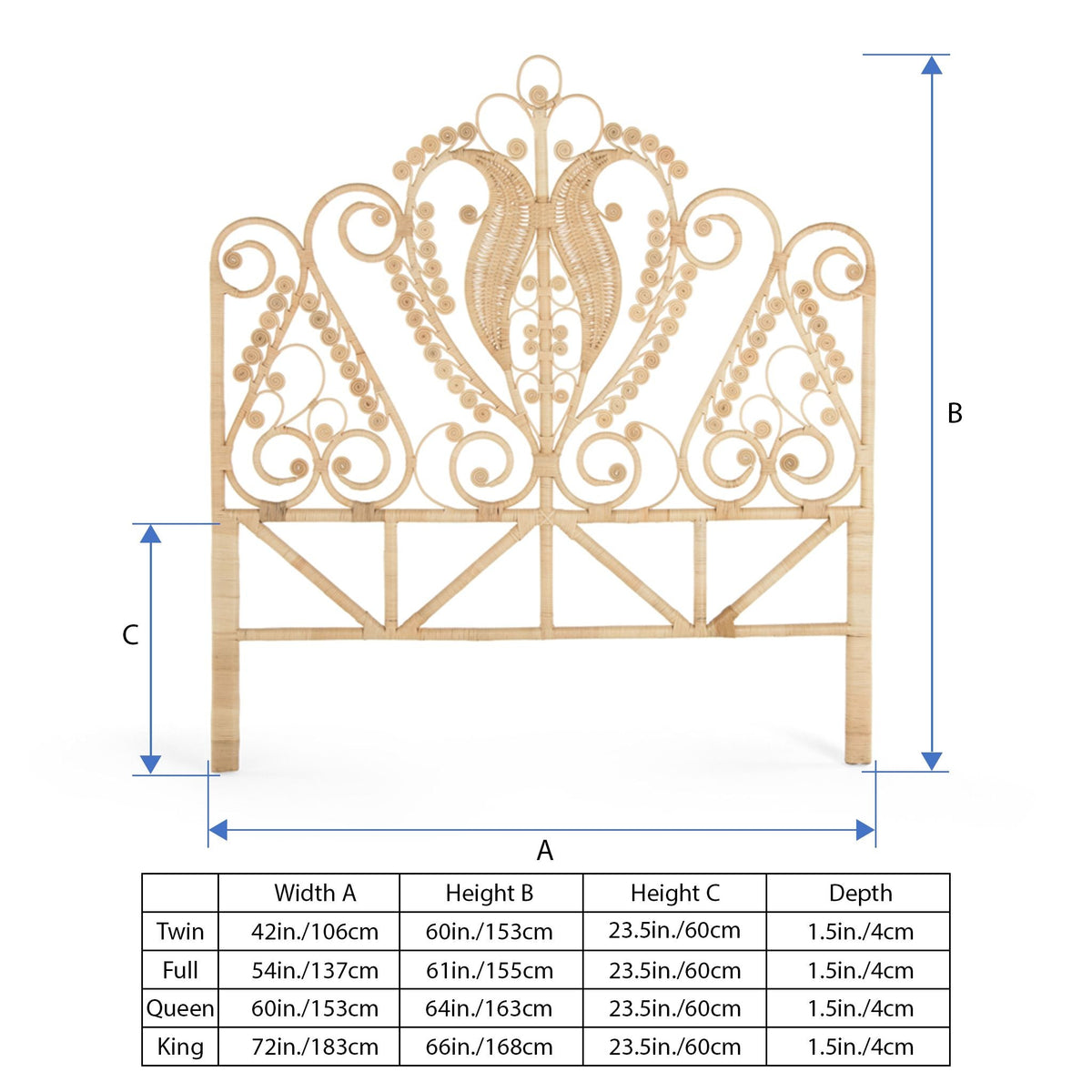 Kouboo Peacock Rattan Headboard