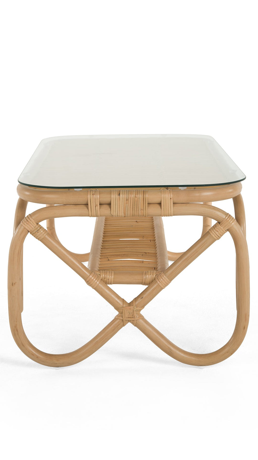 Kouboo Rectangular Rattan Coffee Table with Glass Top