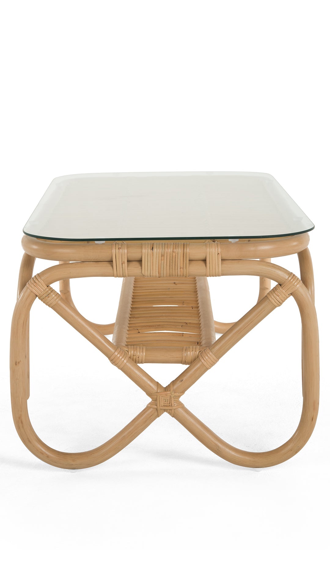 Kouboo Rectangular Rattan Coffee Table with Glass Top