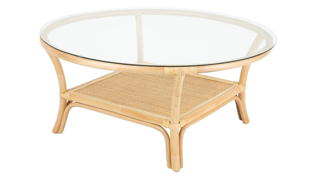 Kouboo Visayas Rattan Coffee Table with Glass Top