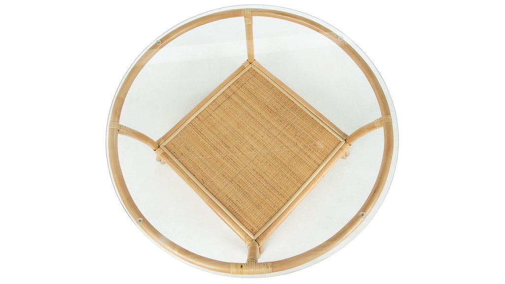 Kouboo Visayas Rattan Coffee Table with Glass Top