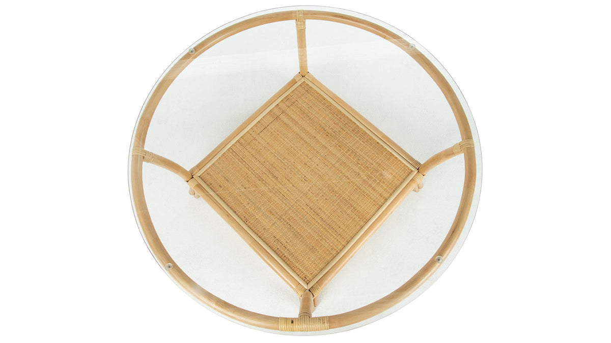 Kouboo Visayas Rattan Coffee Table with Glass Top