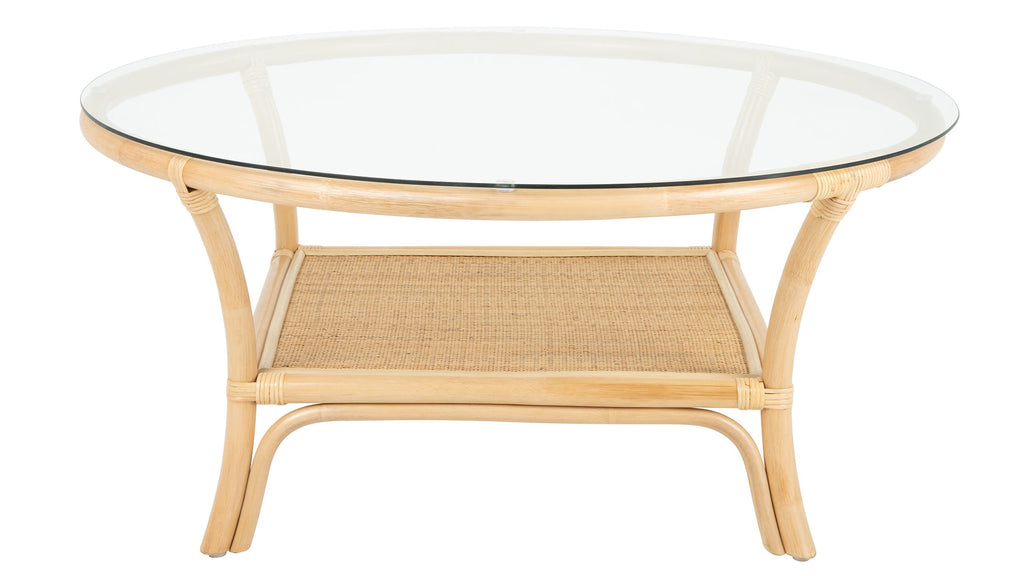 Kouboo Visayas Rattan Coffee Table with Glass Top