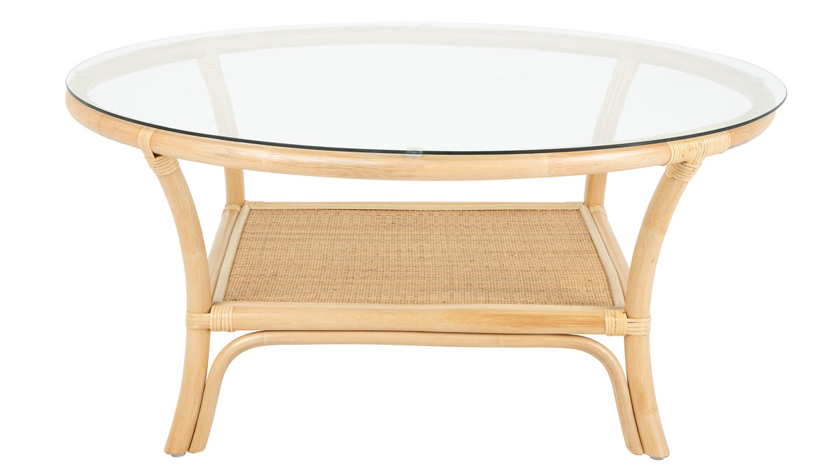 Kouboo Visayas Rattan Coffee Table with Glass Top