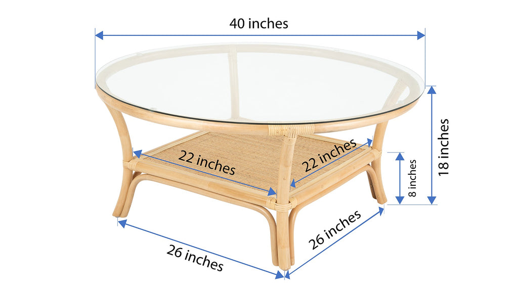 Kouboo Visayas Rattan Coffee Table with Glass Top
