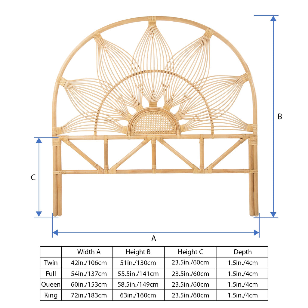 Kouboo Sunflower Rattan Headboard