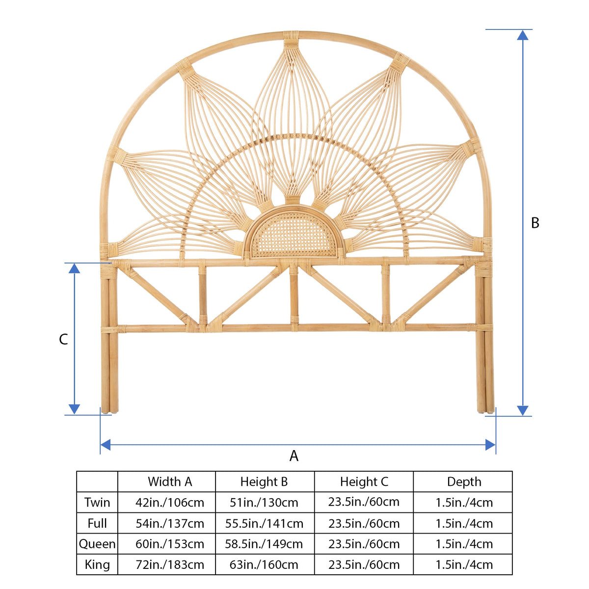 Kouboo Sunflower Rattan Headboard