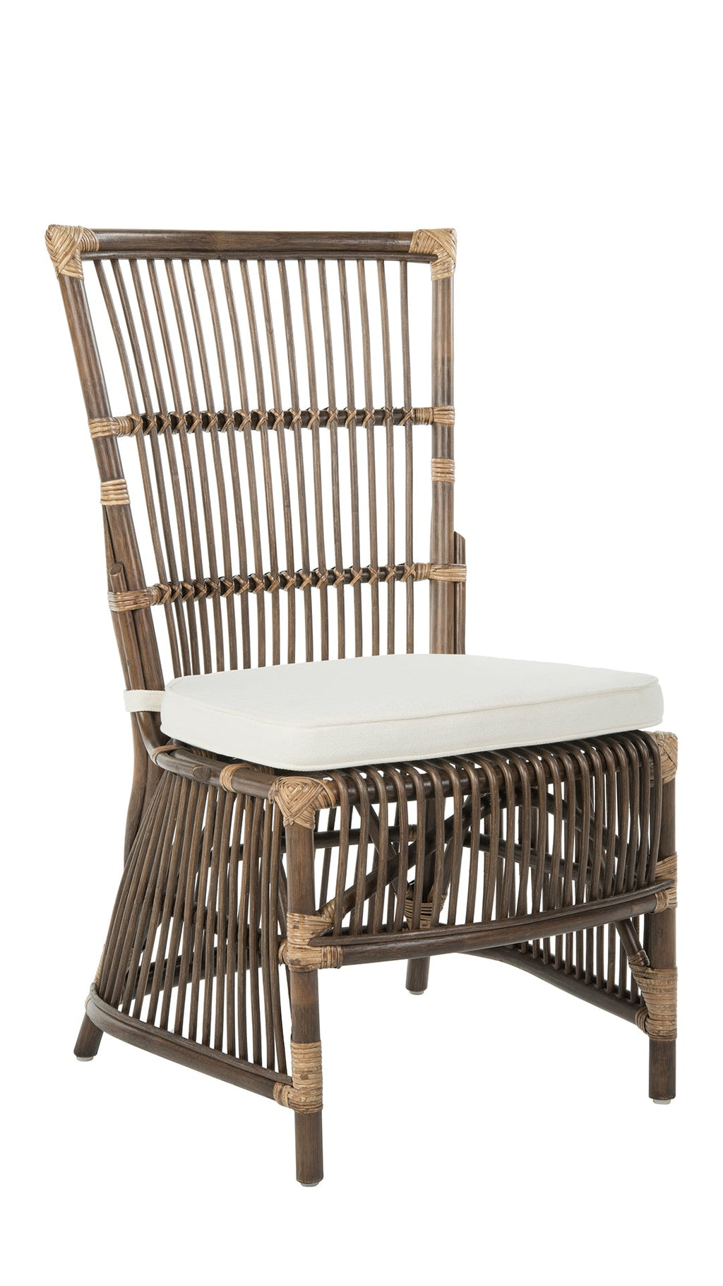 Kouboo Rattan Loop Edge Side Chair with Seat Cushion Set of 2
