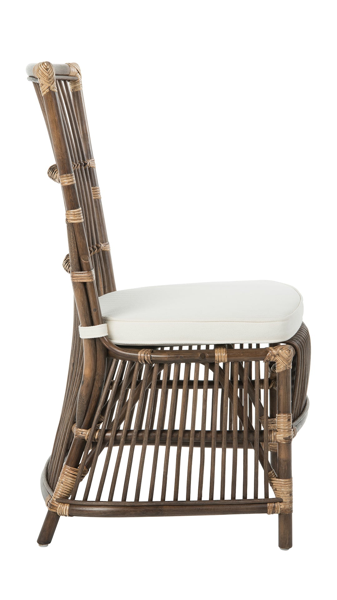 Kouboo Rattan Loop Edge Side Chair with Seat Cushion Set of 2