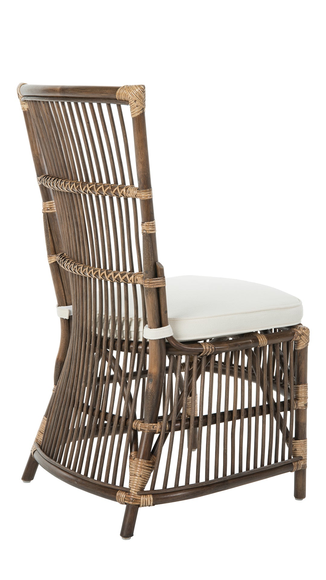 Kouboo Rattan Loop Edge Side Chair with Seat Cushion Set of 2