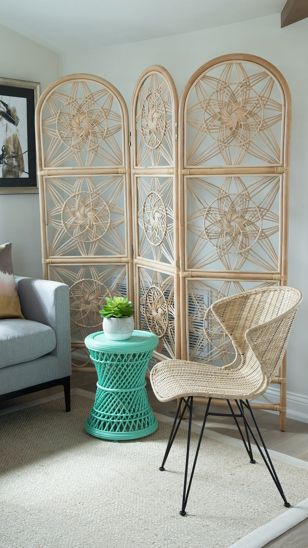 Kouboo Sunflower Rattan 3-Panel Room Divider