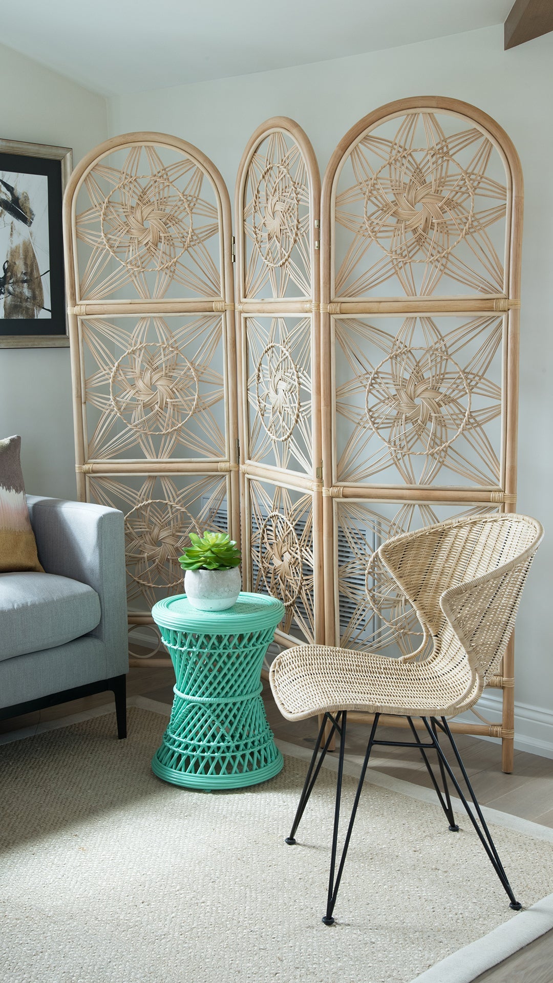 Kouboo Sunflower Rattan 3-Panel Room Divider