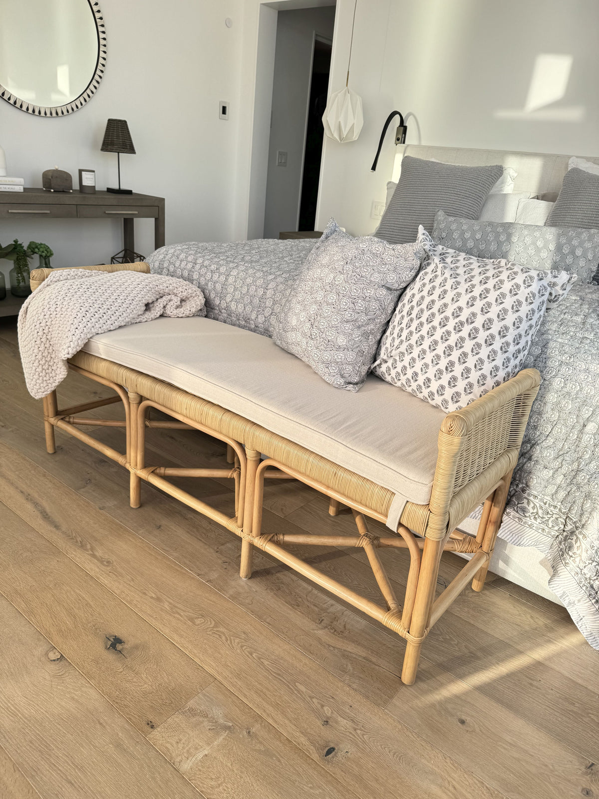 Kouboo Sandbar Rattan Bench with Seat Cushion
