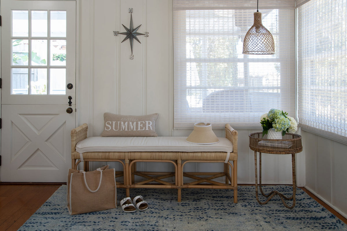 Kouboo Sandbar Rattan Bench with Seat Cushion