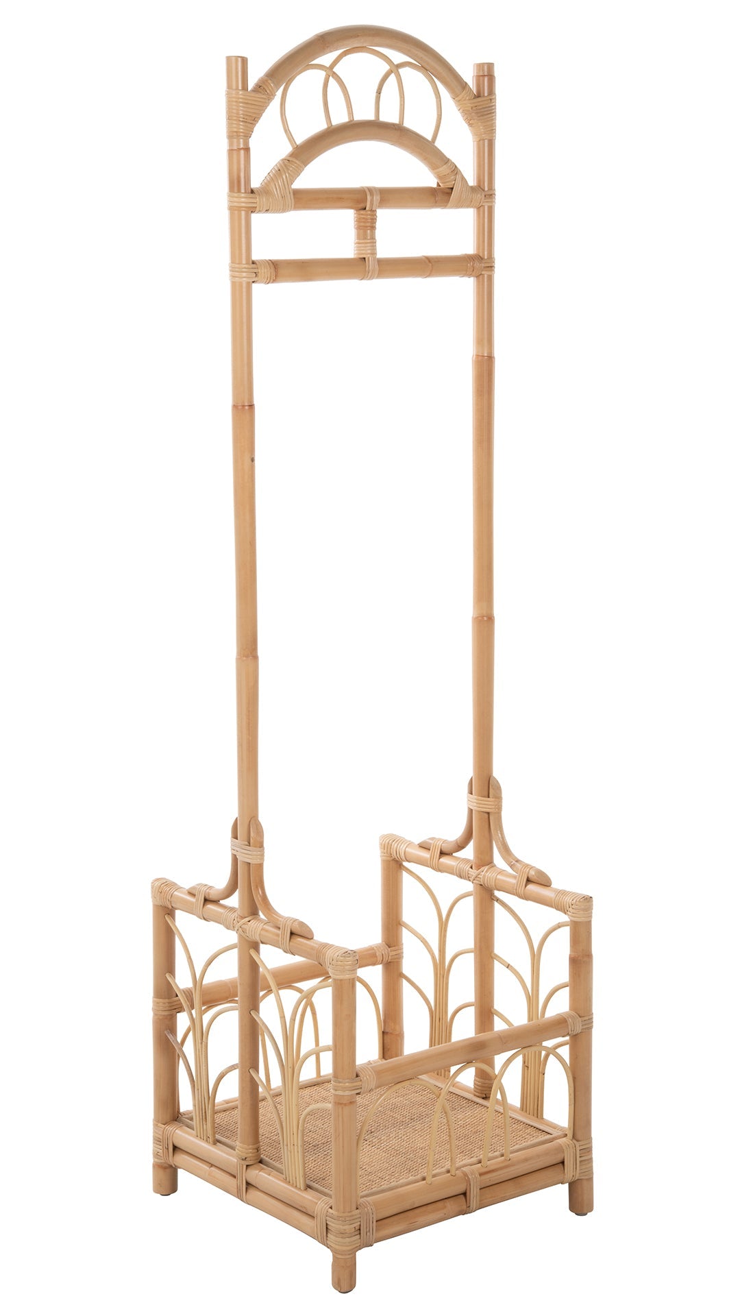 Kouboo Rattan Freestanding Coat Rack with Shoe Shelf