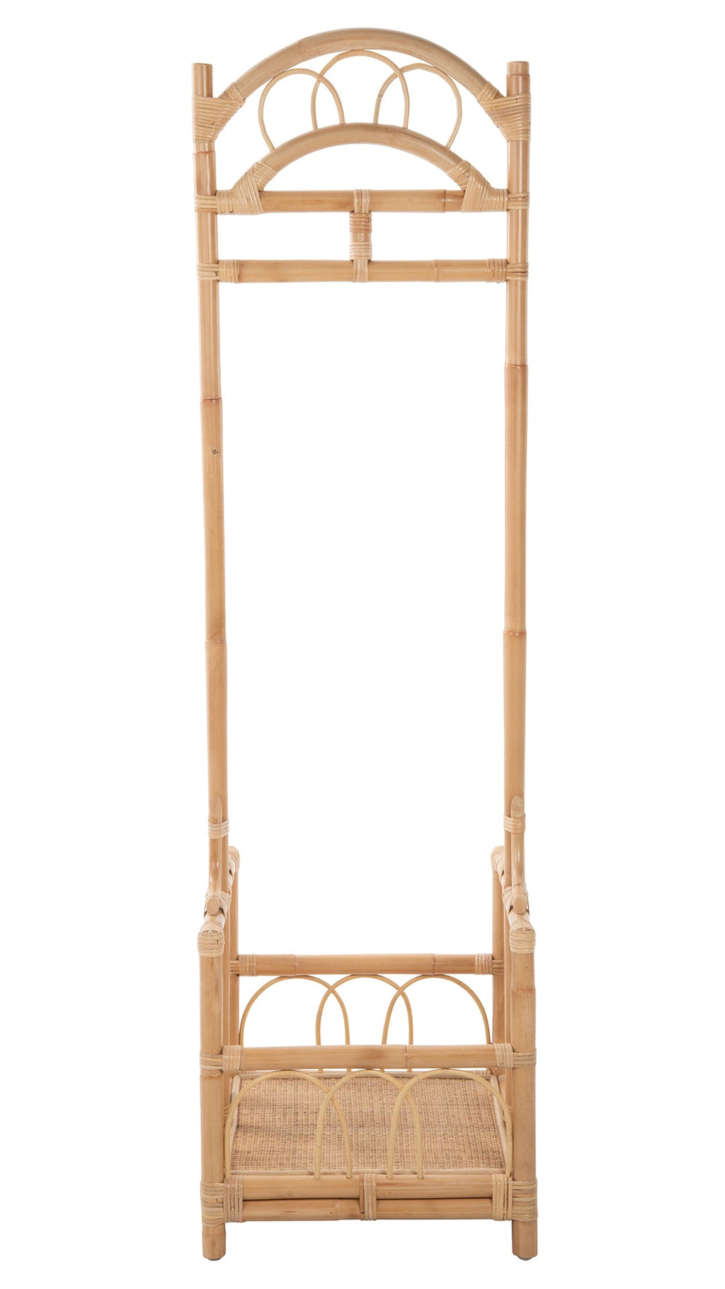 Kouboo Rattan Freestanding Coat Rack with Shoe Shelf