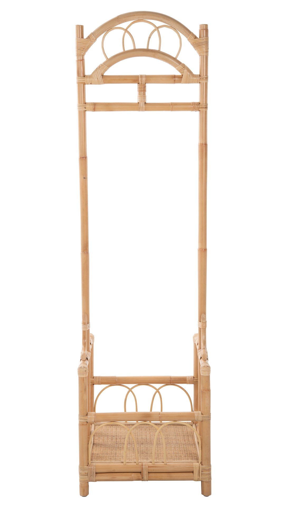 Kouboo Rattan Freestanding Coat Rack with Shoe Shelf