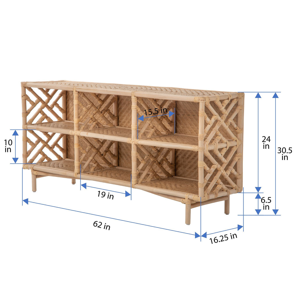 Kouboo Chippendale Rattan Bookshelf and Console Table