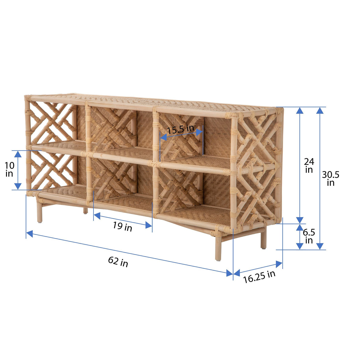 Kouboo Chippendale Rattan Bookshelf and Console Table