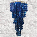 Navy Blue Capiz Shell Wind Chime Chandelier