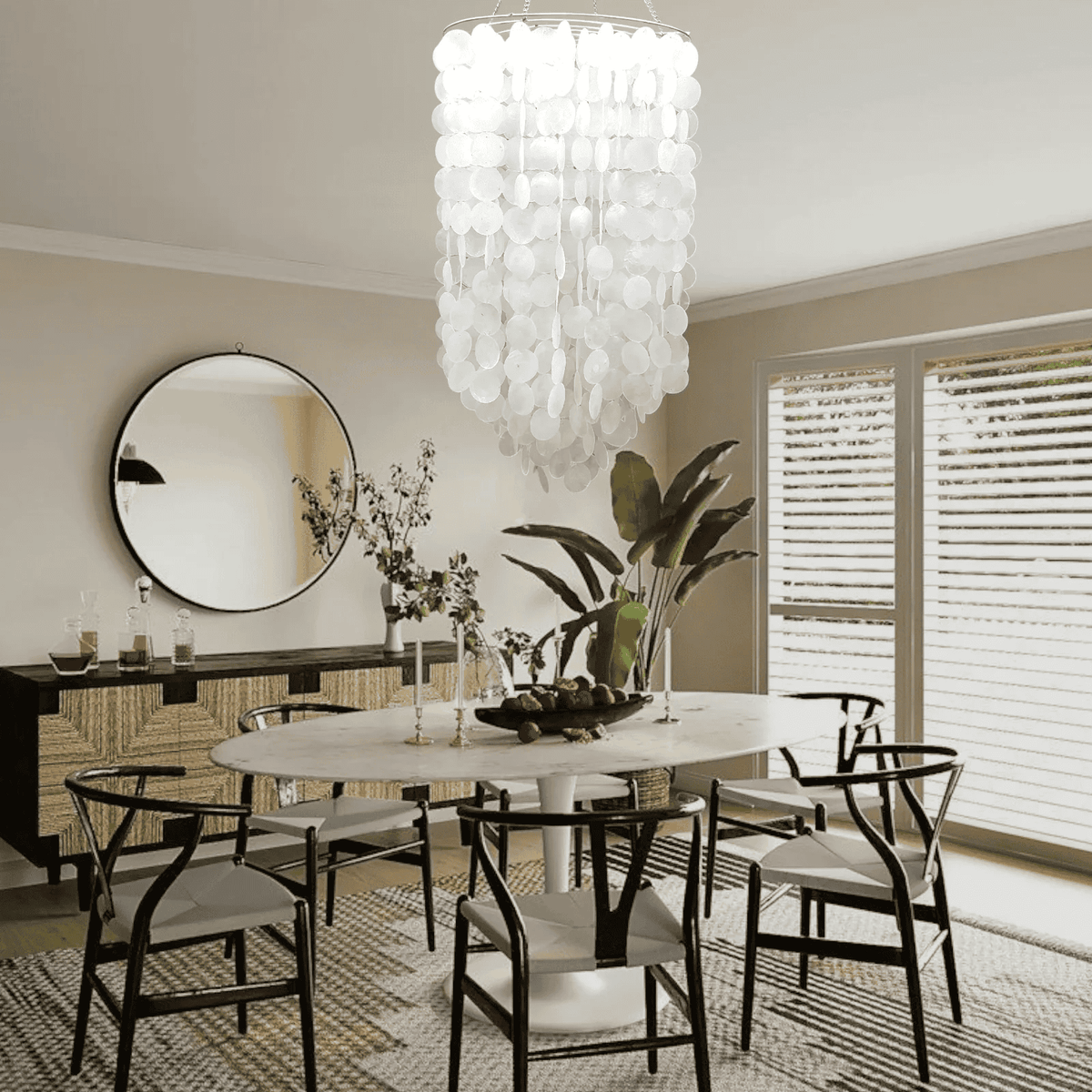 Handmade Coastal Capiz Shell Chandelier Lamp Shade