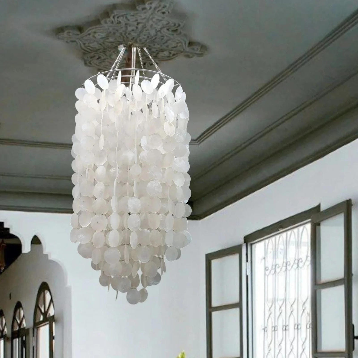 Handmade Coastal Capiz Shell Chandelier Lamp Shade