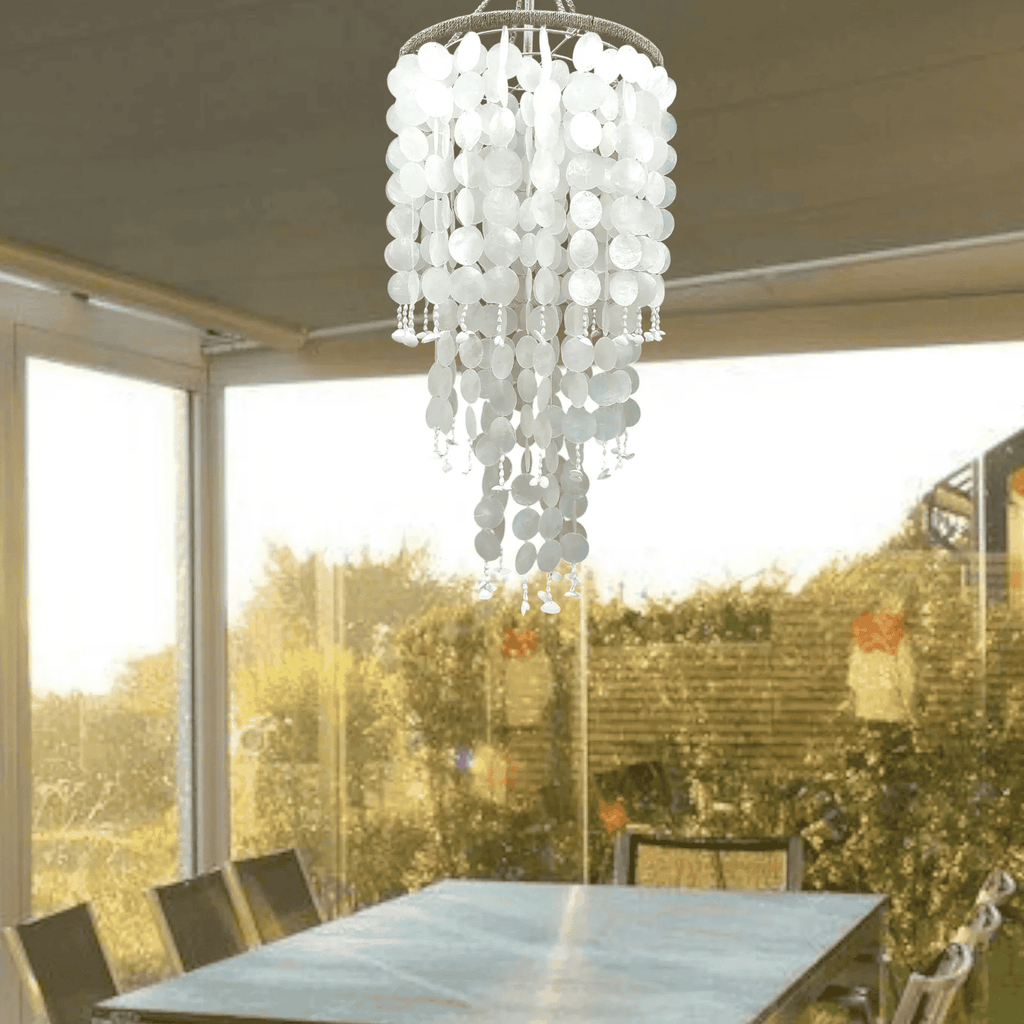 Handmade Coastal Capiz Shell Pendant Light