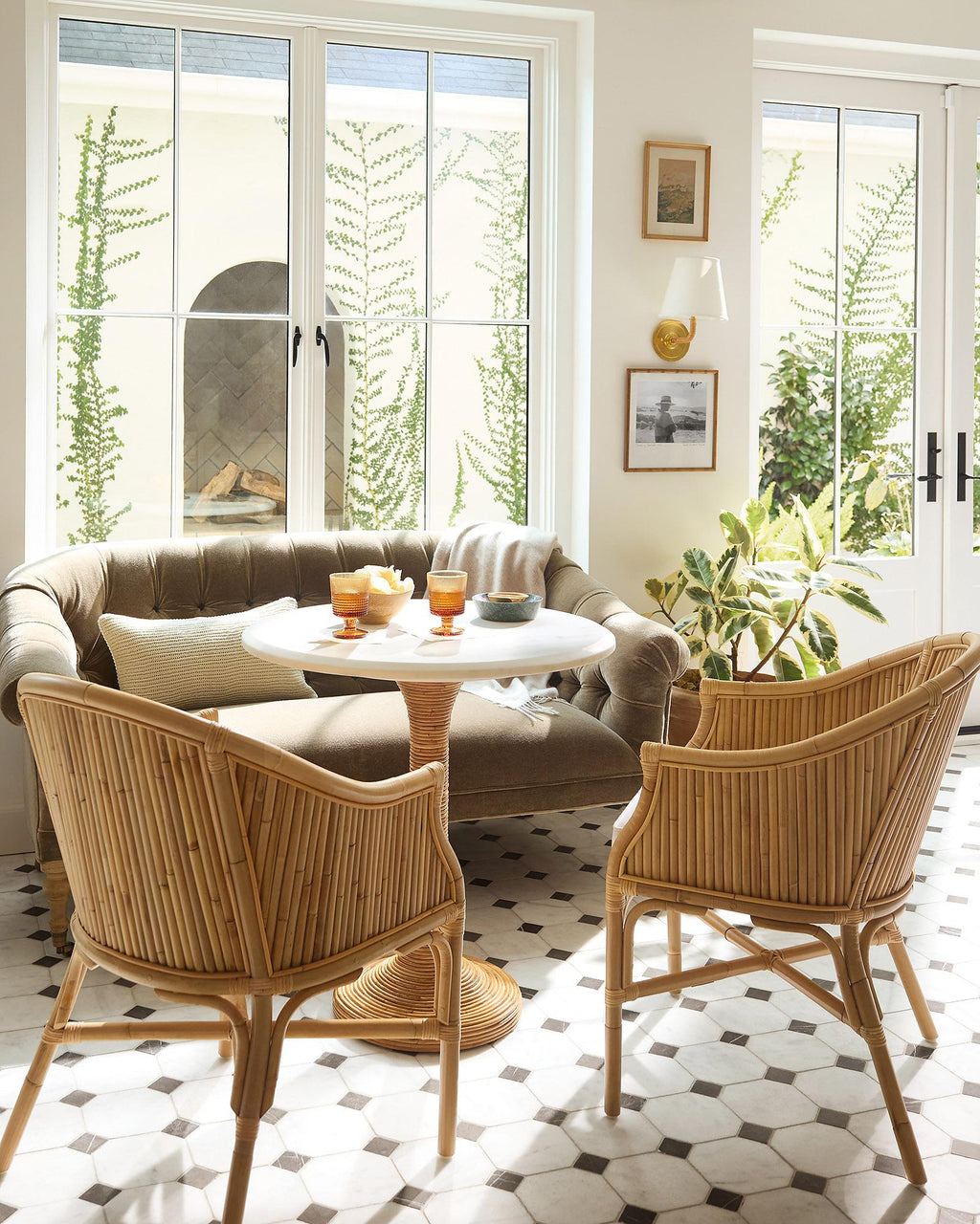 Serena & Lily Copa Chair Handcrafted Woven Rattan