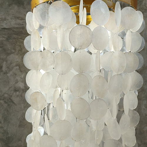 Gold Frame Coastal Capiz Shell Chandelier Lamp Shade