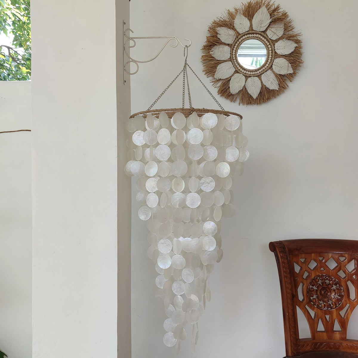 Handmade Coastal Capiz Shell Chandelier Lamp Shade