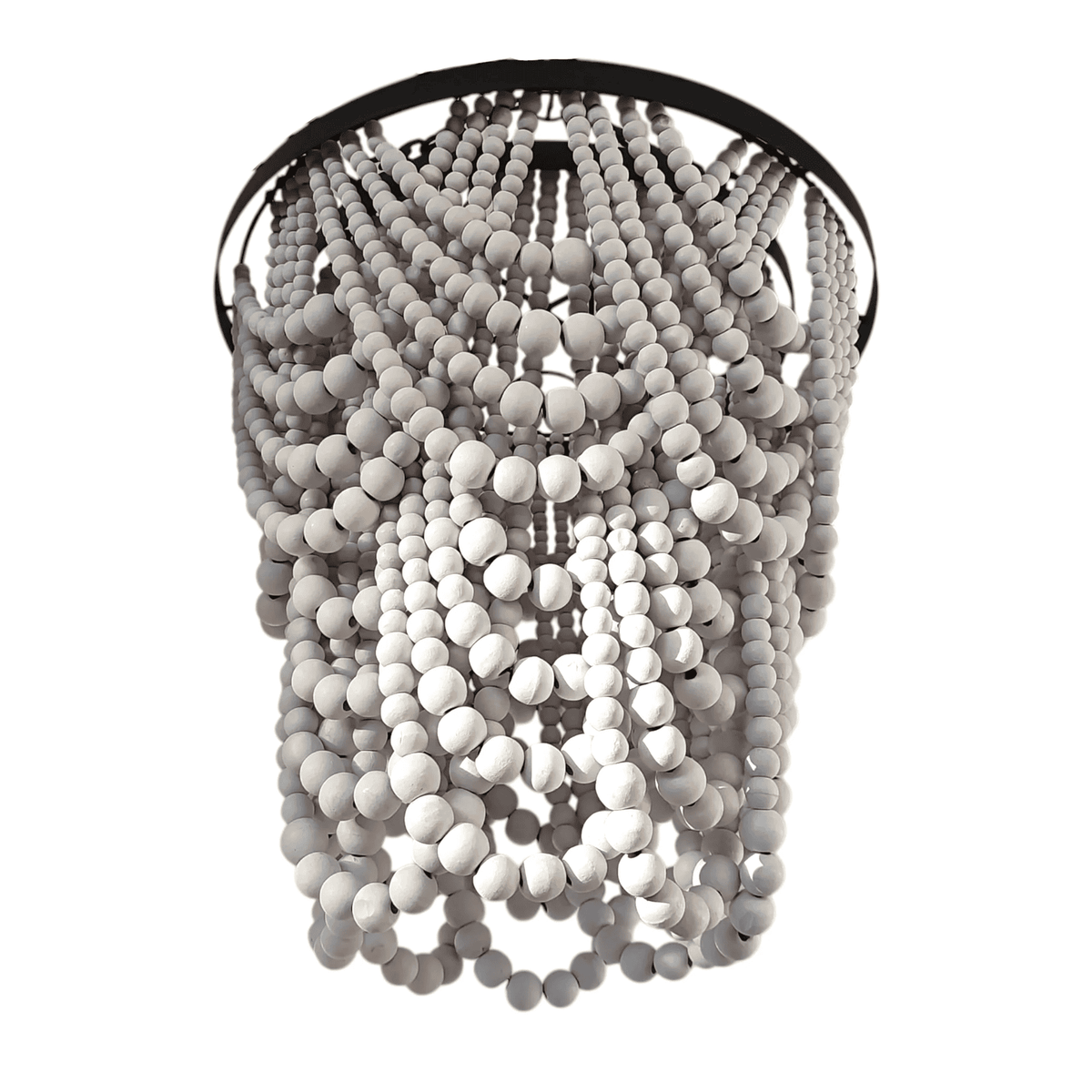 Handmade White Wood Bead Chandelier Lampshade