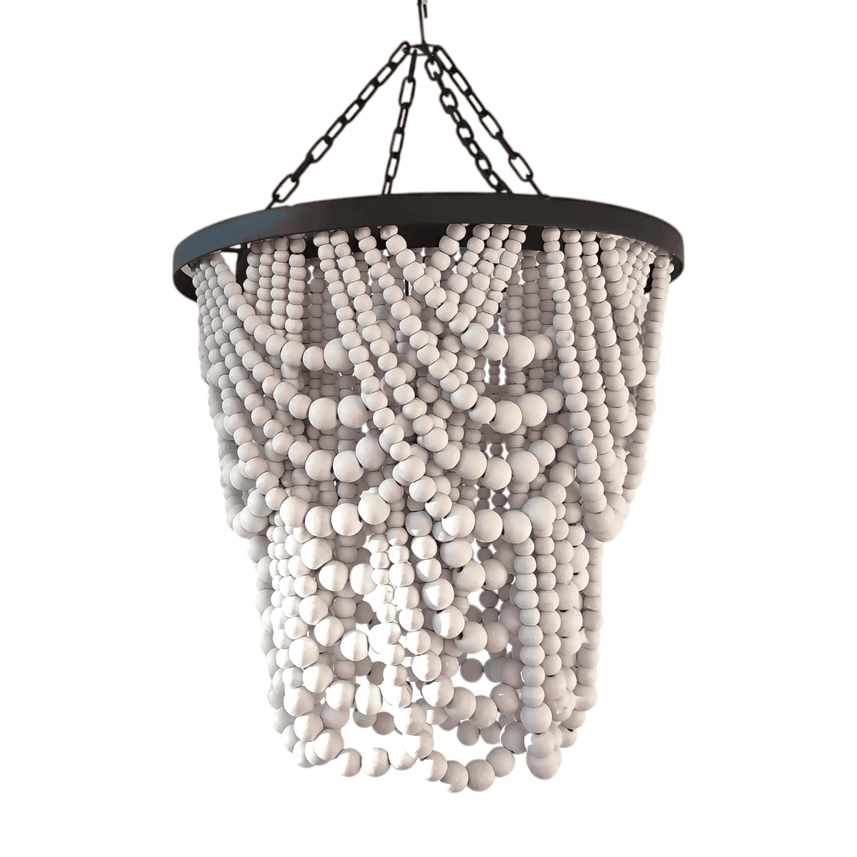 Handmade White Wood Bead Chandelier Lampshade