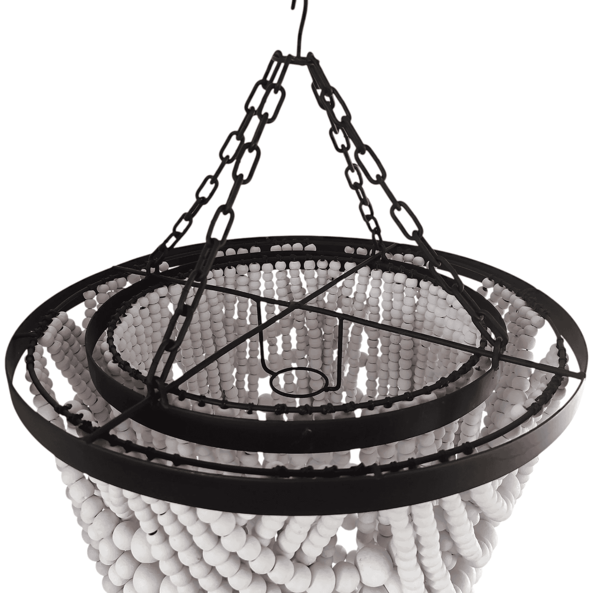 Handmade White Wood Bead Chandelier Lampshade