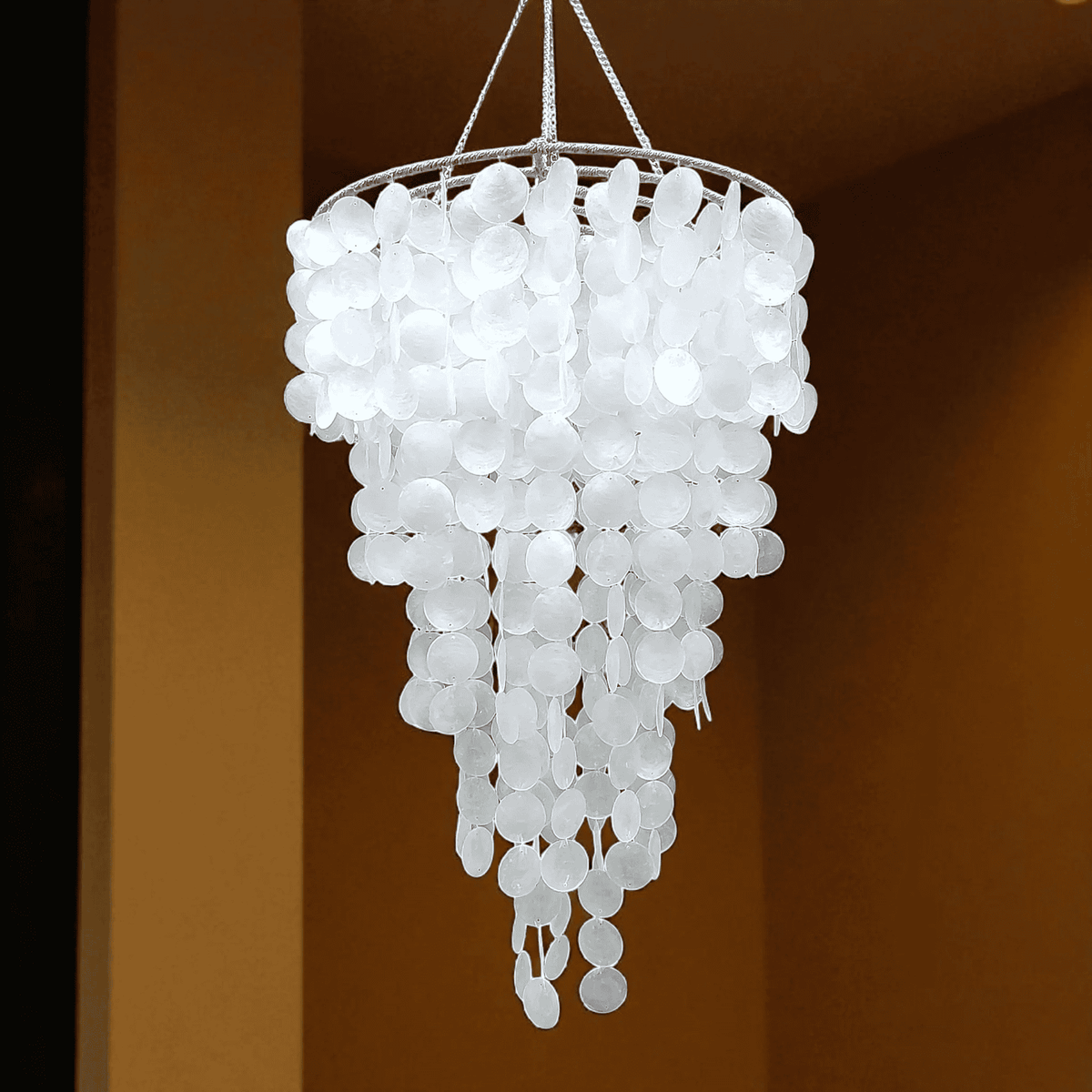 Handmade Coastal Capiz Shell Chandelier Lamp Shade