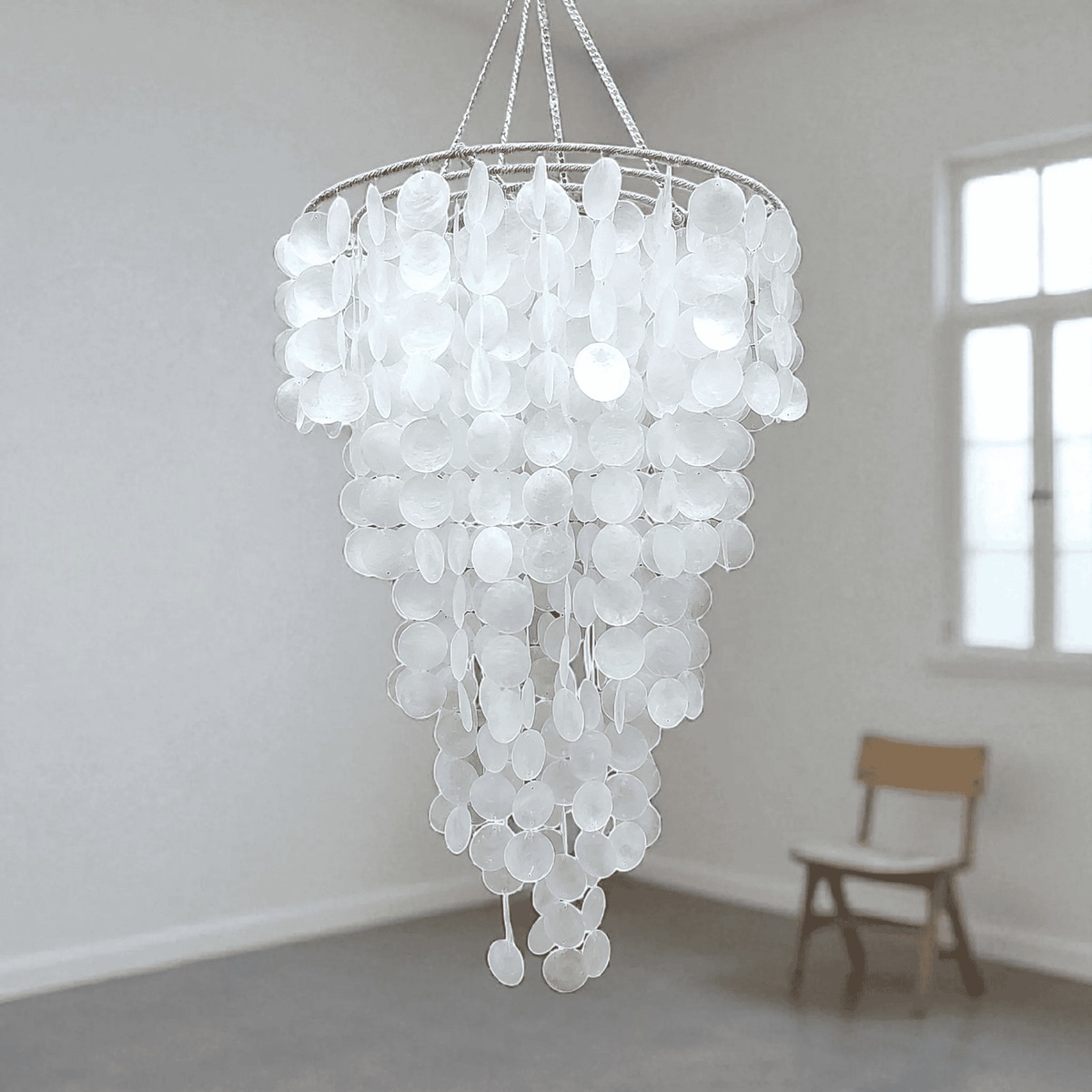 Handmade Coastal Capiz Shell Chandelier Lamp Shade