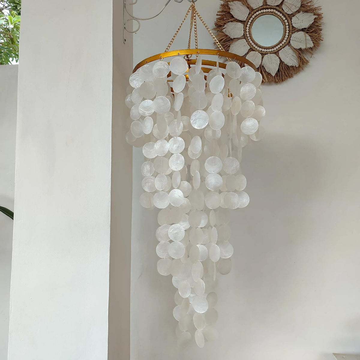 Coastal White Capiz Shell Chandelier Lamp Shade