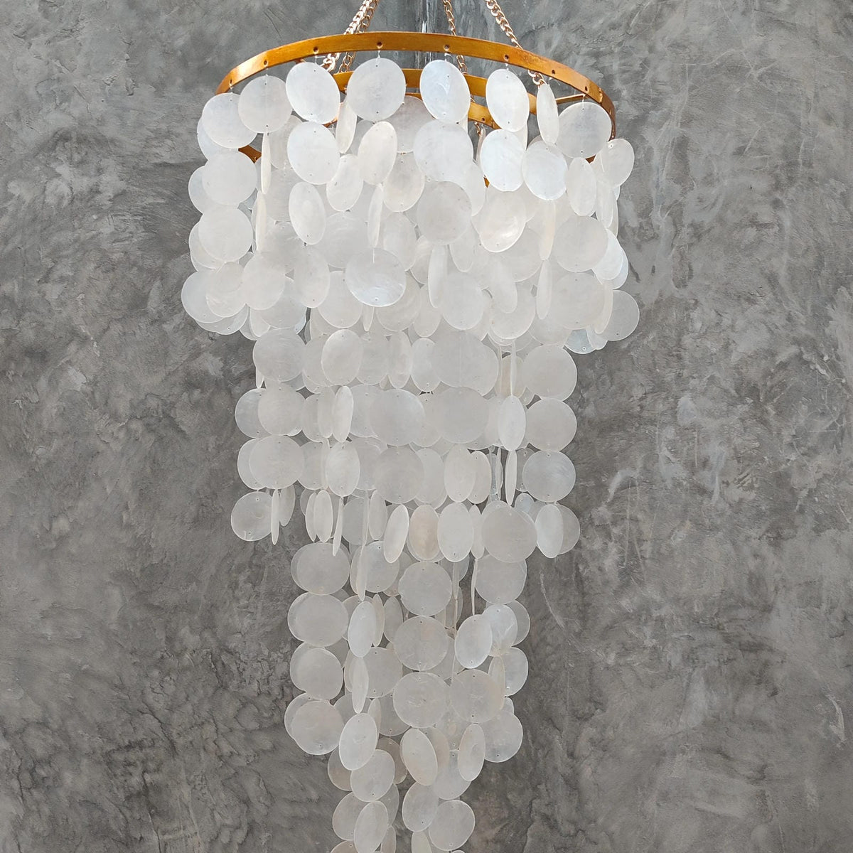 Coastal White Capiz Shell Chandelier Lamp Shade