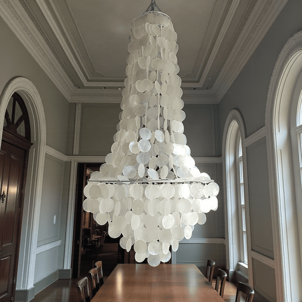 Kalam Art Studio Handmade Coastal Capiz Shell Chandelier