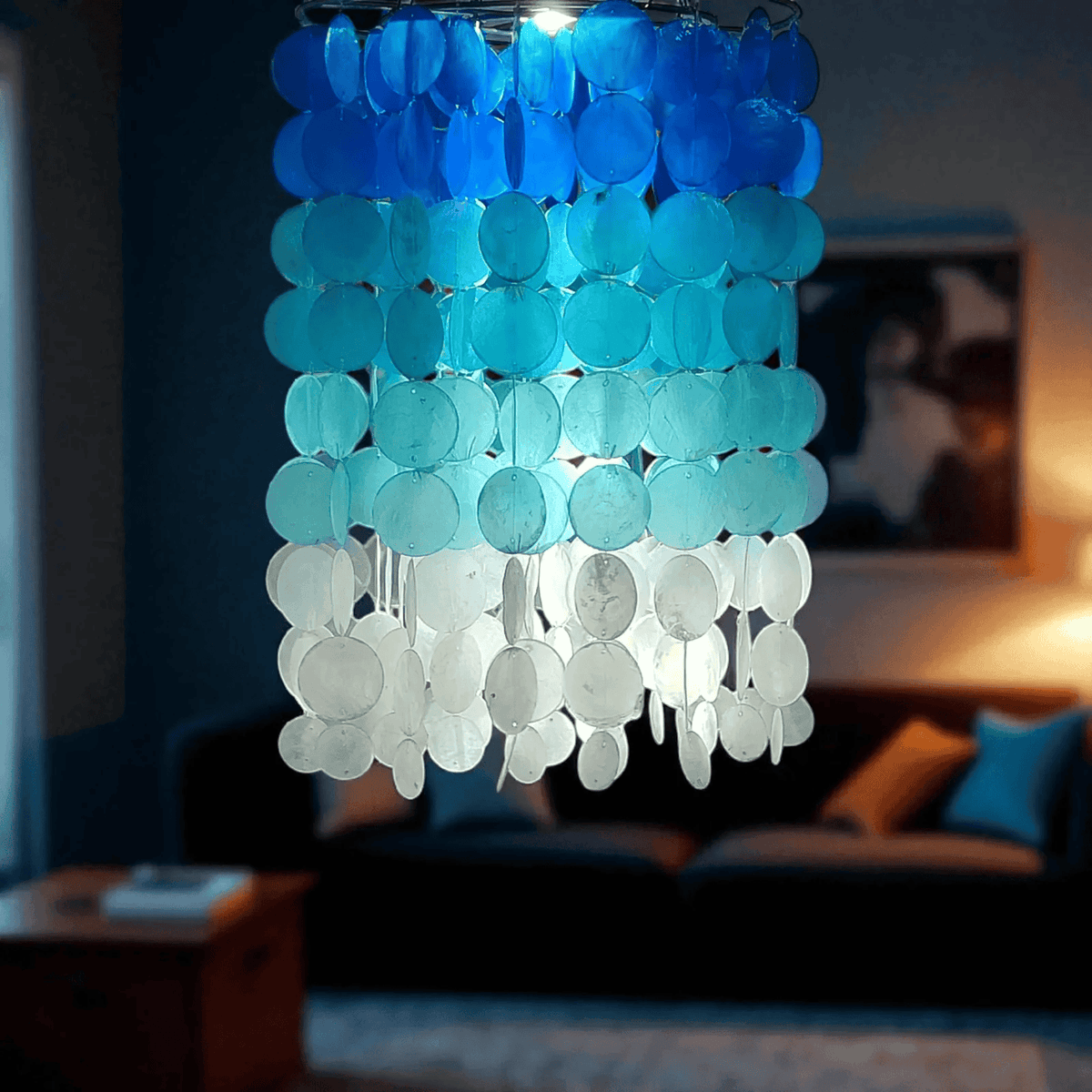 Ombre Capiz Shell Wind Chime and Chandelier