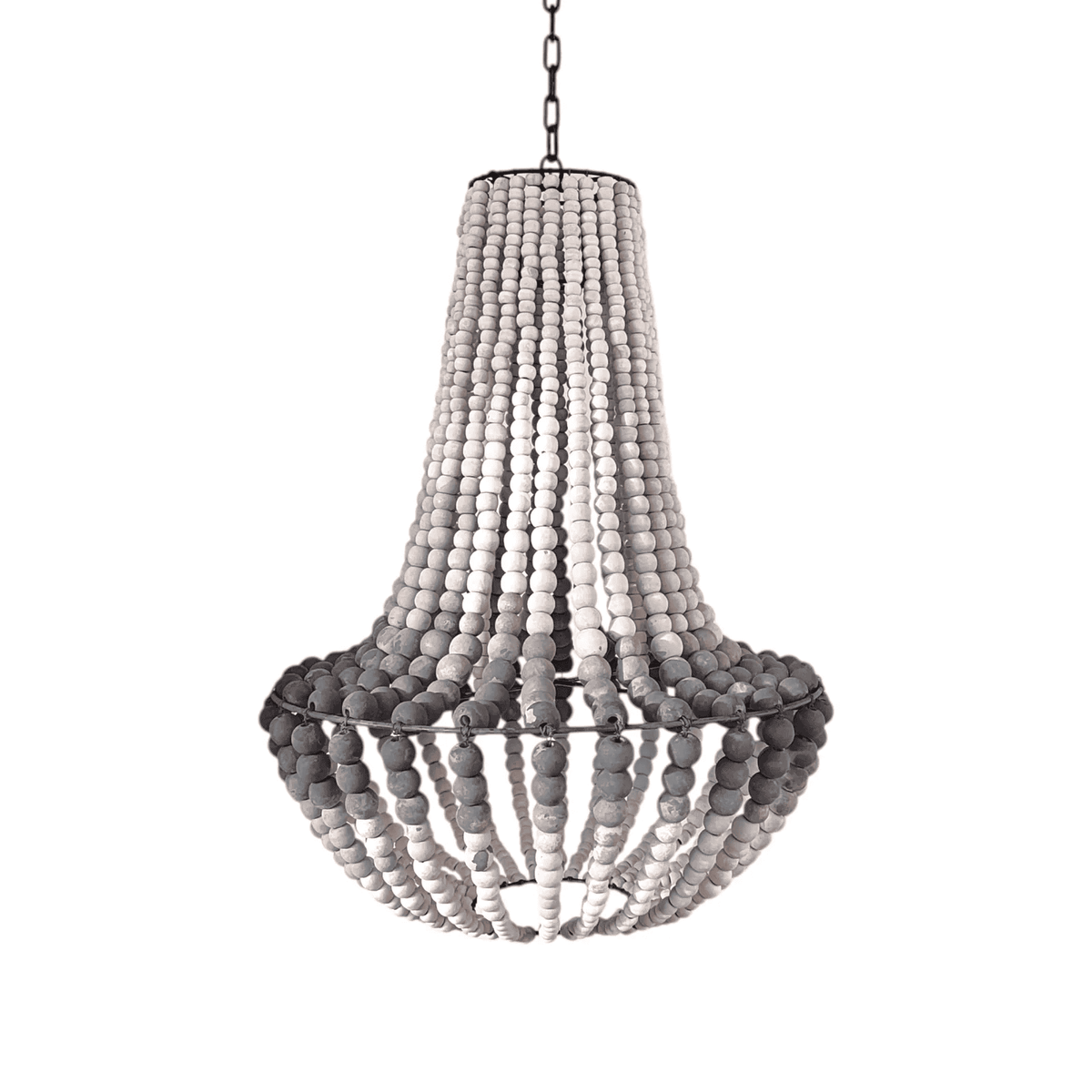 Handmade Rustic Wood Bead Gradation Chandelier Pendant Light