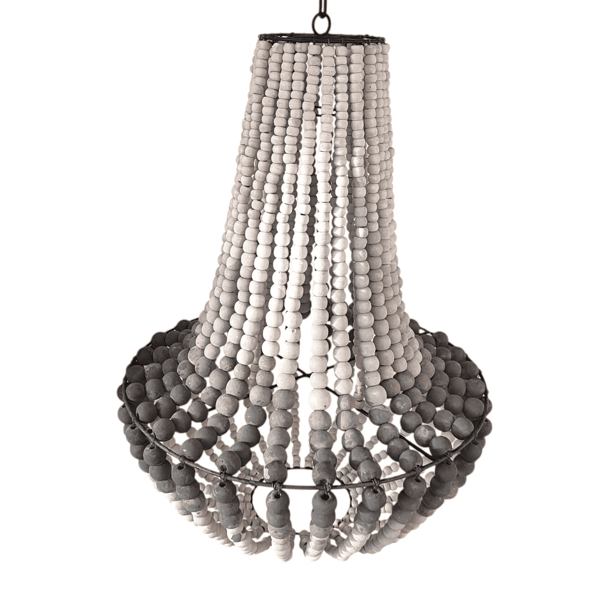 Handmade Rustic Wood Bead Gradation Chandelier Pendant Light