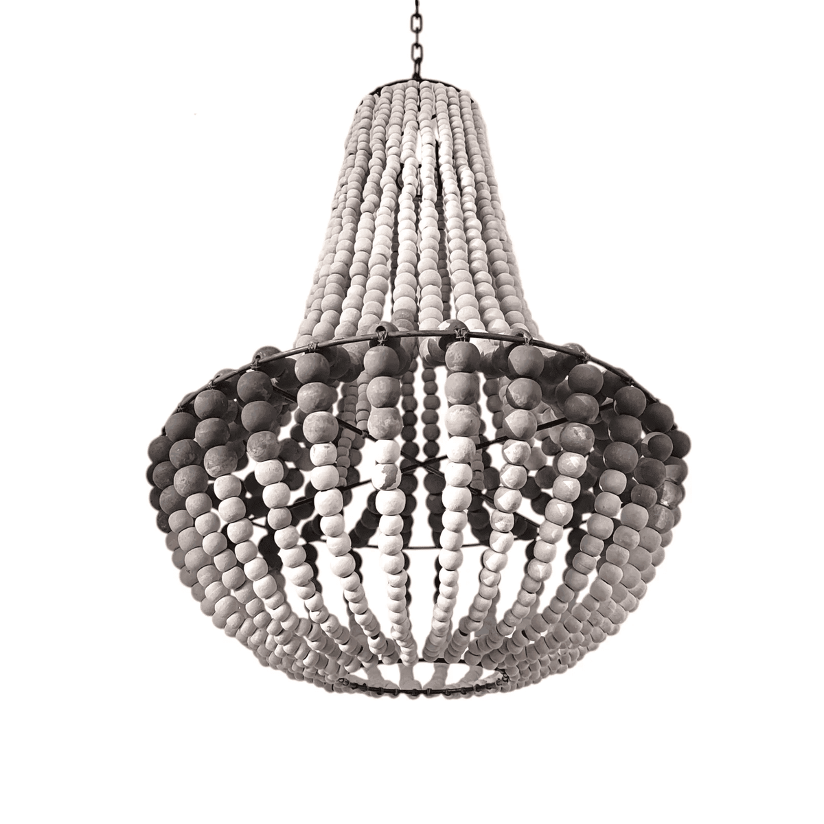 Handmade Rustic Wood Bead Gradation Chandelier Pendant Light