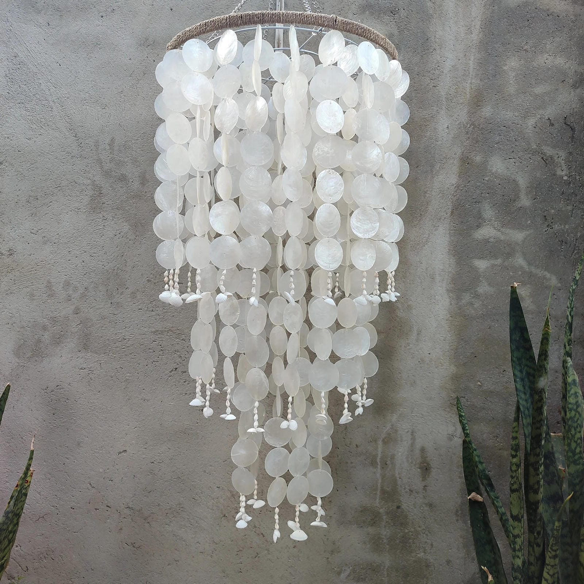 Handmade Coastal Capiz Shell Pendant Light