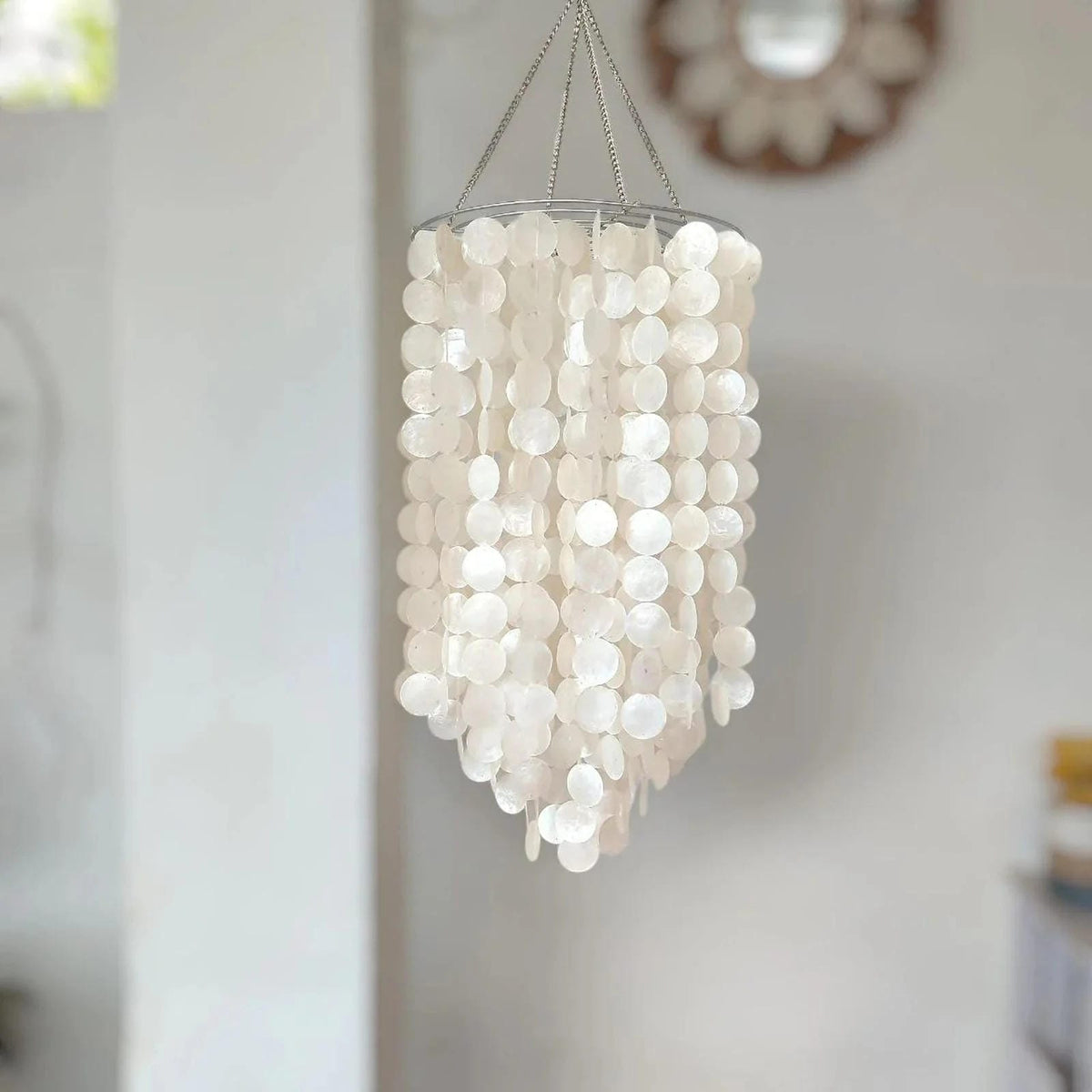 Handmade Coastal Capiz Shell Chandelier Lamp Shade